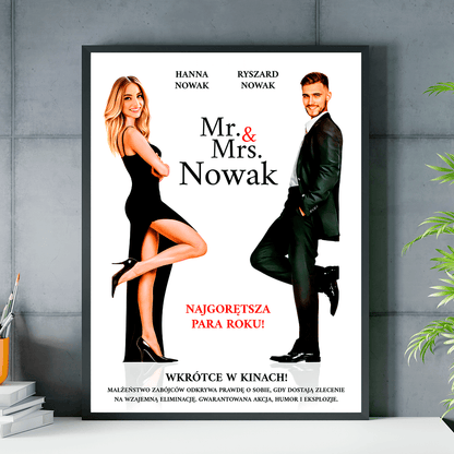 Para jak z filmu akcji - plakat, spersonalizowany prezent dla pary - idamell.com