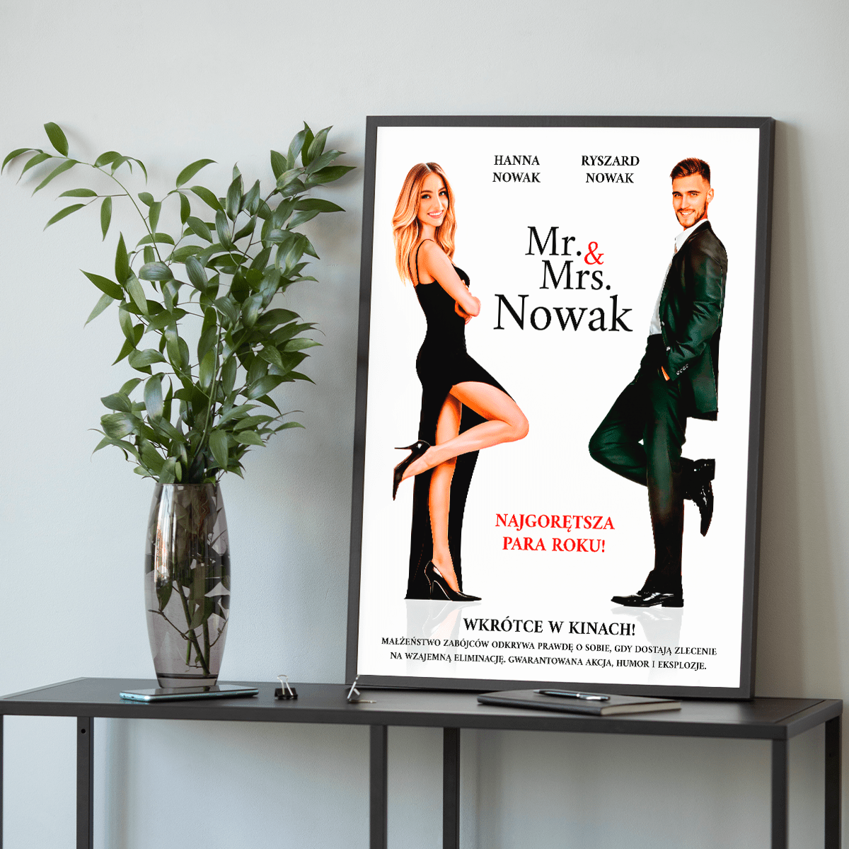 Para jak z filmu akcji - plakat, spersonalizowany prezent dla pary - idamell.com
