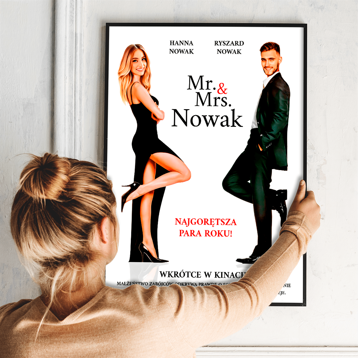 Para jak z filmu akcji - plakat, spersonalizowany prezent dla pary - idamell.com