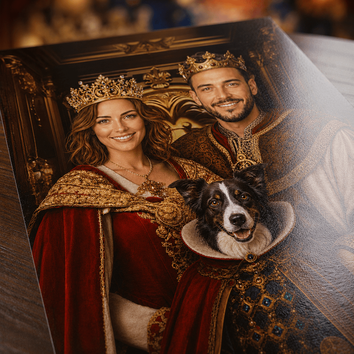 Para królewska z psem - plakat, spersonalizowany prezent dla pary - idamell.com
