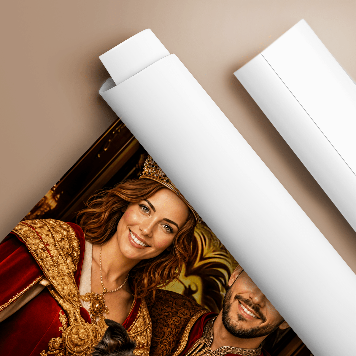 Para królewska z psem - plakat, spersonalizowany prezent dla pary - idamell.com