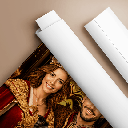 Para królewska z psem - plakat, spersonalizowany prezent dla pary - idamell.com