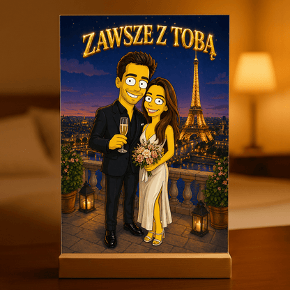 Para w stylu Simsons - Druk na szkle, spersonalizowany prezent dla pary - idamell.com