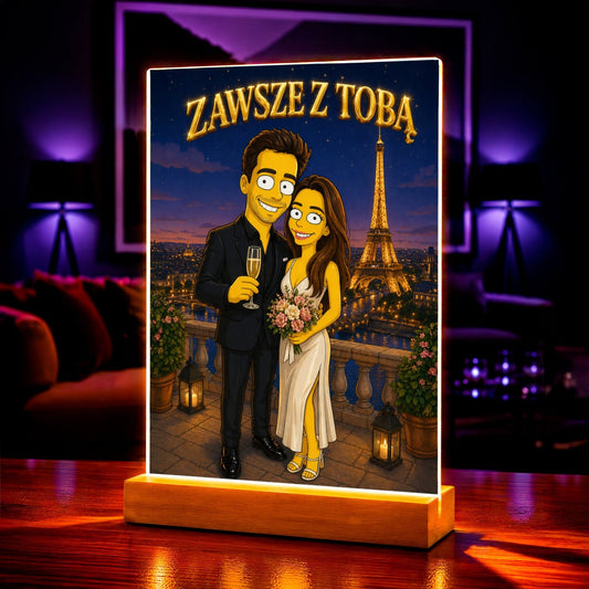 Para w stylu Simsons - Druk na szkle, spersonalizowany prezent dla pary - idamell.com
