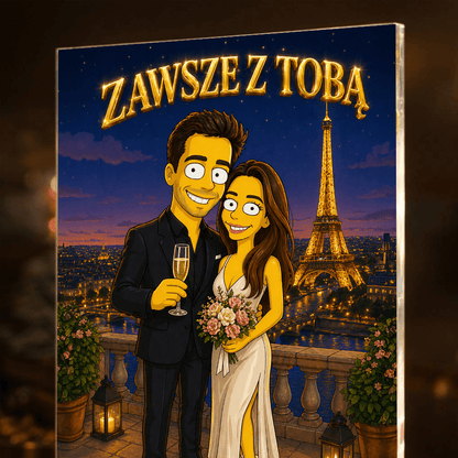Para w stylu Simsons - Druk na szkle, spersonalizowany prezent dla pary - idamell.com