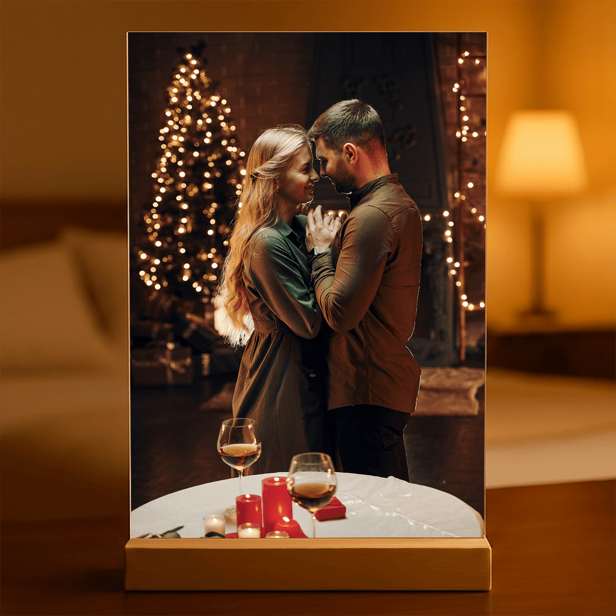 Para w Święta - Druk na szkle, spersonalizowany prezent dla pary - idamell.com