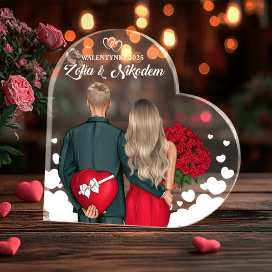 Para w Walentynki Clipart - Druk na szkle, spersonalizowany prezent dla niego - idamell.com
