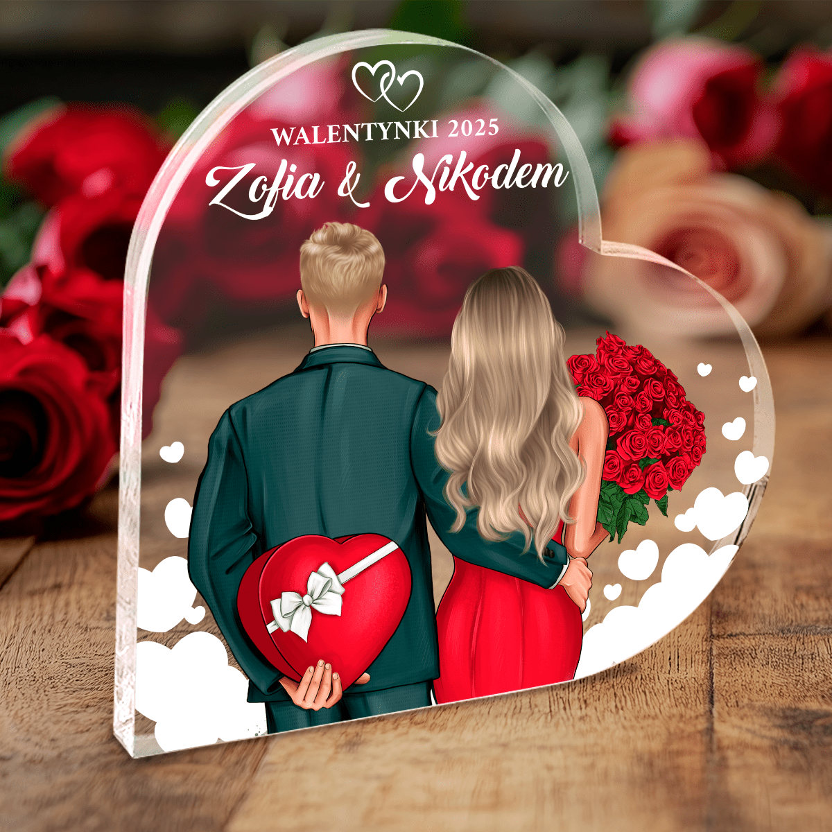Para w Walentynki Clipart - Druk na szkle, spersonalizowany prezent dla niego - idamell.com