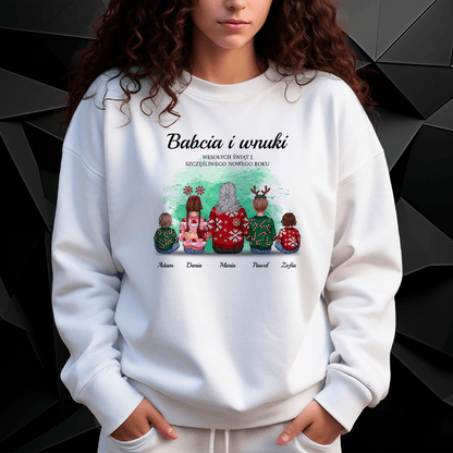Personalizowana bluza damska z własnym nadrukiem BABCIA I WNUKI - prezent dla babci - idamell.com