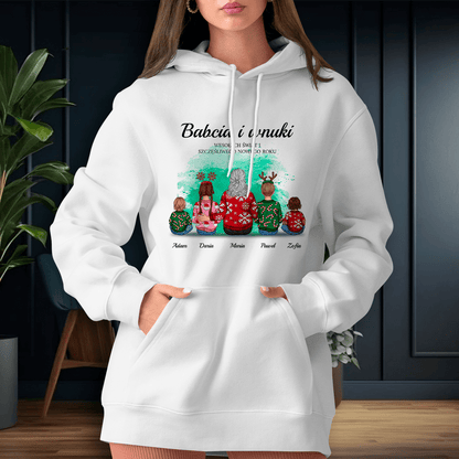 Personalizowana bluza damska z własnym nadrukiem BABCIA I WNUKI - prezent dla babci - idamell.com