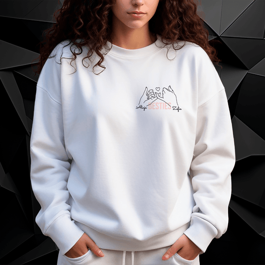 Personalizowana bluza damska z własnym nadrukiem BESTIES - prezent dla przyjaciółki - idamell.com