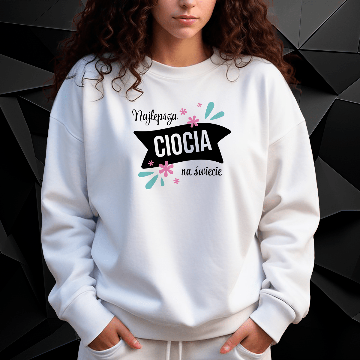 Personalizowana bluza damska z własnym nadrukiem CIOCI - prezent dla cioci - idamell.com