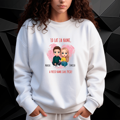 Personalizowana bluza damska z własnym nadrukiem CLIPART ROCZNICA - prezent dla dziewczyny - idamell.com