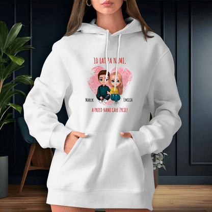 Personalizowana bluza damska z własnym nadrukiem CLIPART ROCZNICA - prezent dla dziewczyny - idamell.com