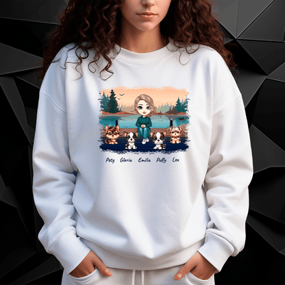 Personalizowana bluza damska z własnym nadrukiem DZIEWCZYNA I PIESKI - prezent dla niej - idamell.com