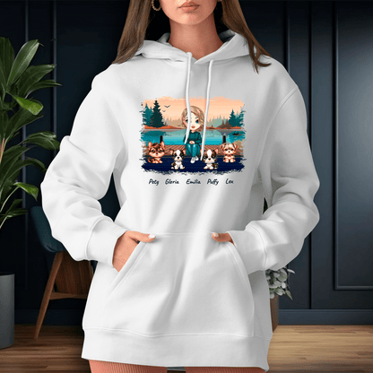 Personalizowana bluza damska z własnym nadrukiem DZIEWCZYNA I PIESKI - prezent dla niej - idamell.com