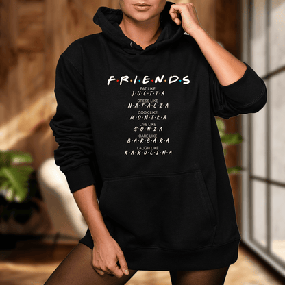 Personalizowana bluza damska z własnym nadrukiem FRIENDS - prezent dla przyjaciółki - idamell.com