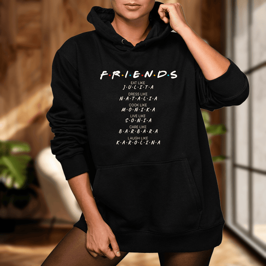 Personalizowana bluza damska z własnym nadrukiem FRIENDS - prezent dla przyjaciółki - idamell.com