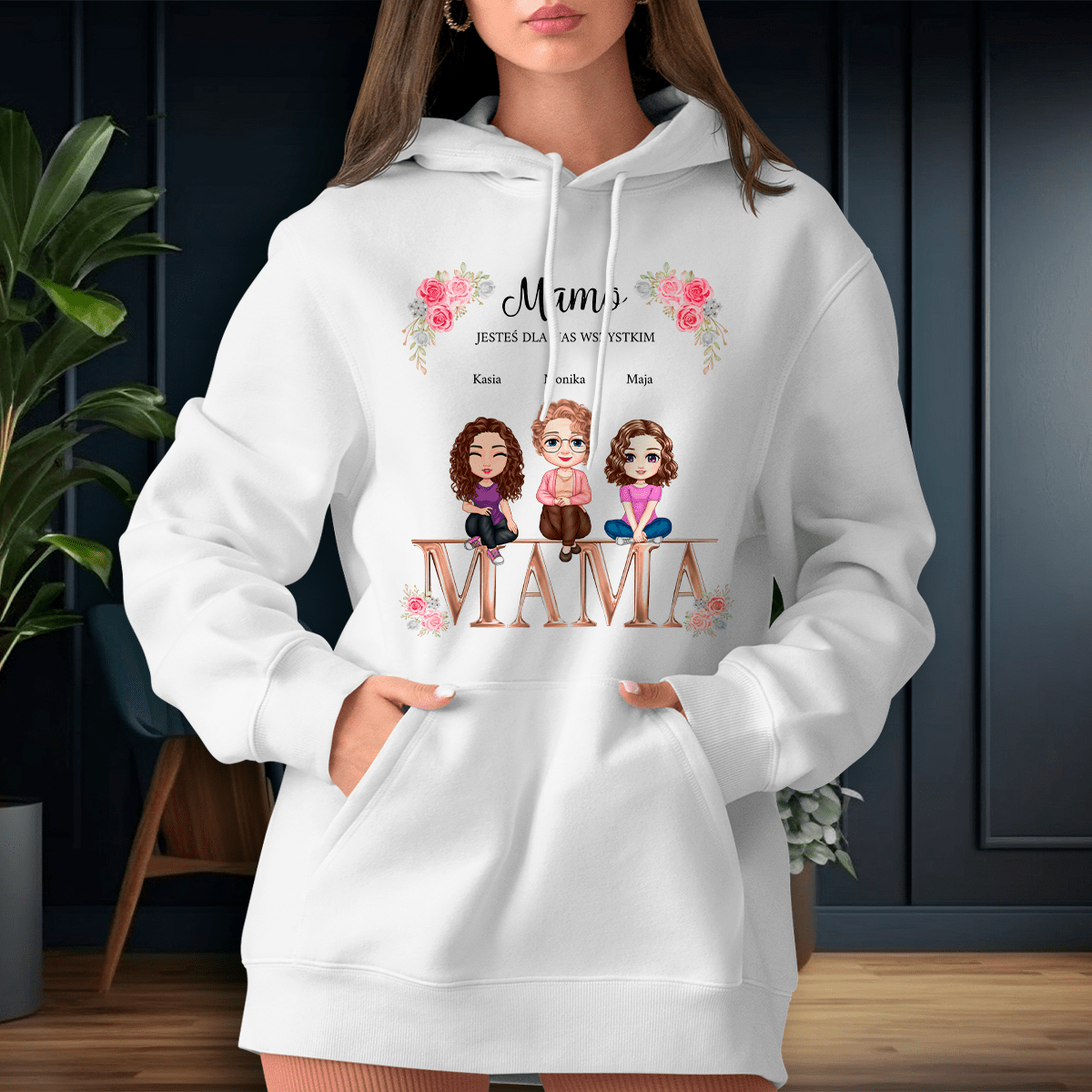 Personalizowana bluza damska z własnym nadrukiem JESTEŚ DLA NAS WSZYSTKIM - prezent dla mamy - idamell.com