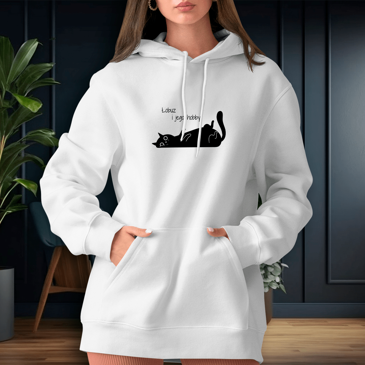 Personalizowana bluza damska z własnym nadrukiem KOT - prezent dla właściciela kota - idamell.com