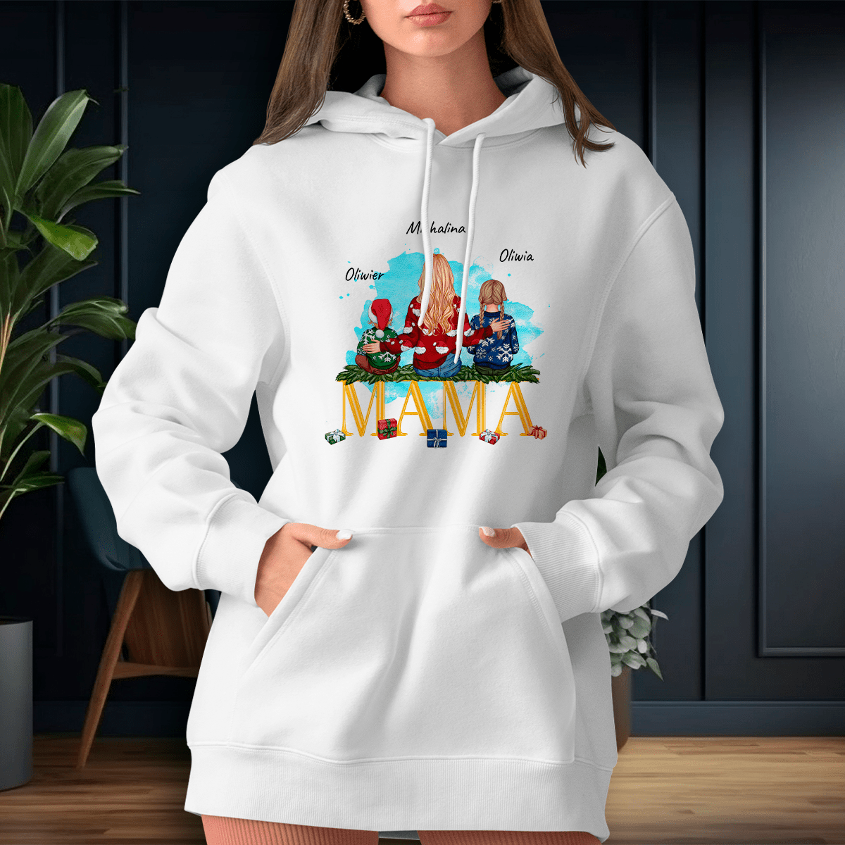 Personalizowana bluza damska z własnym nadrukiem MAMA W ŚWIĘTA - prezent dla mamy - idamell.com