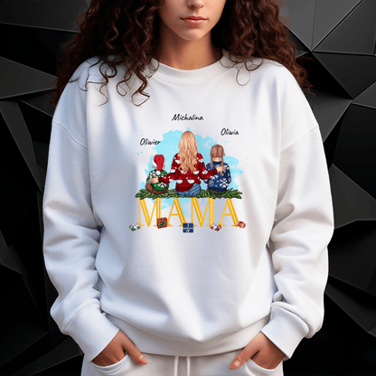 Personalizowana bluza damska z własnym nadrukiem MAMA W ŚWIĘTA - prezent dla mamy - idamell.com