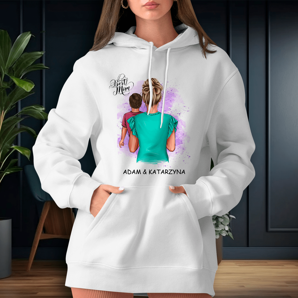 Personalizowana bluza damska z własnym nadrukiem NAJLEPSZA MAMA - prezent dla mamy - idamell.com