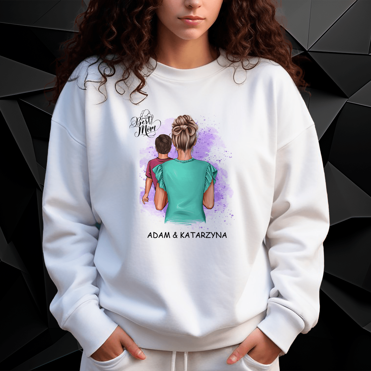 Personalizowana bluza damska z własnym nadrukiem NAJLEPSZA MAMA - prezent dla mamy - idamell.com