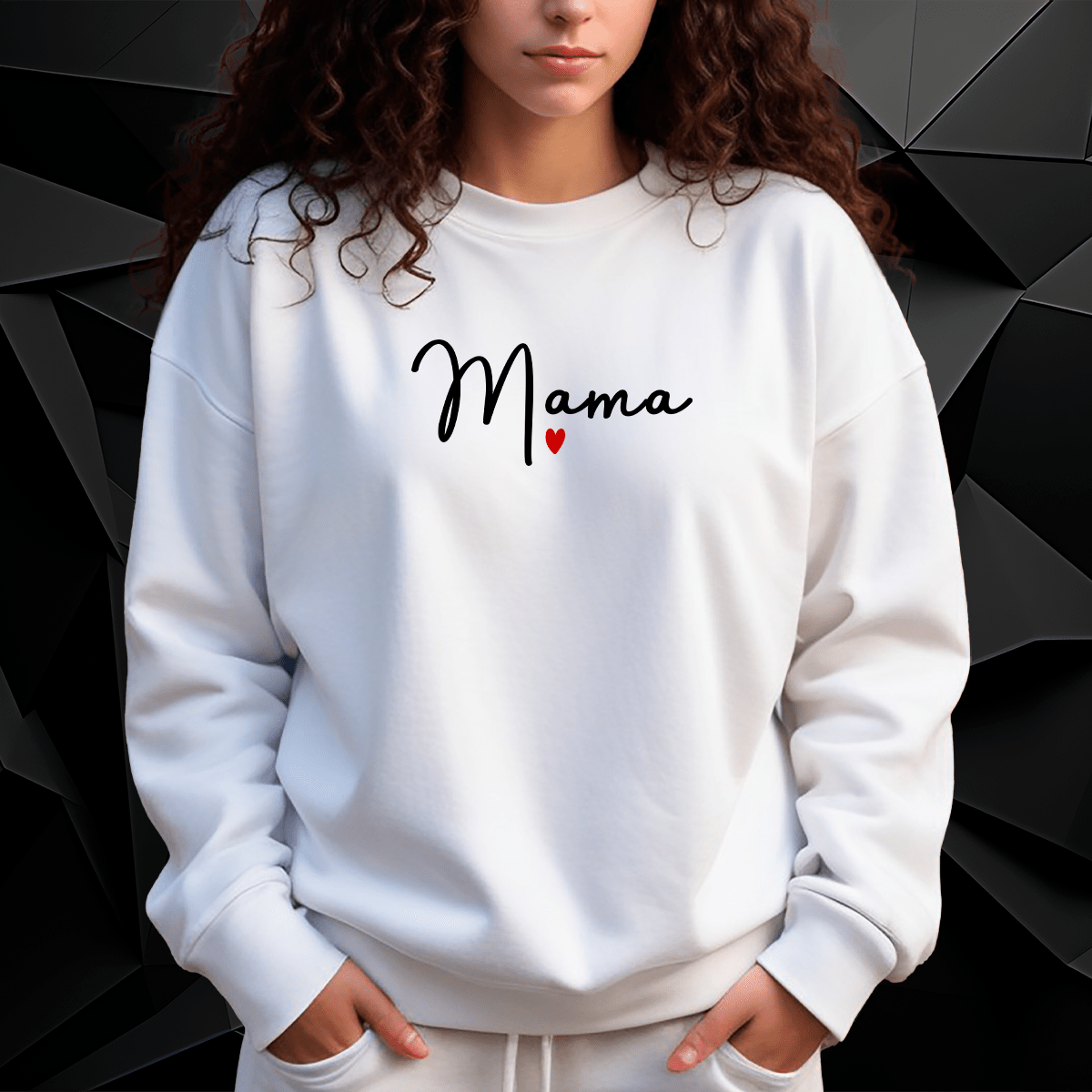 Personalizowana bluza damska z własnym nadrukiem NAPIS MAMA - prezent dla mamy - idamell.com