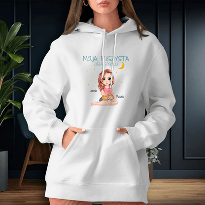 Personalizowana bluza damska z własnym nadrukiem OAZA SPOKOJU - prezent dla właściciela kota - idamell.com
