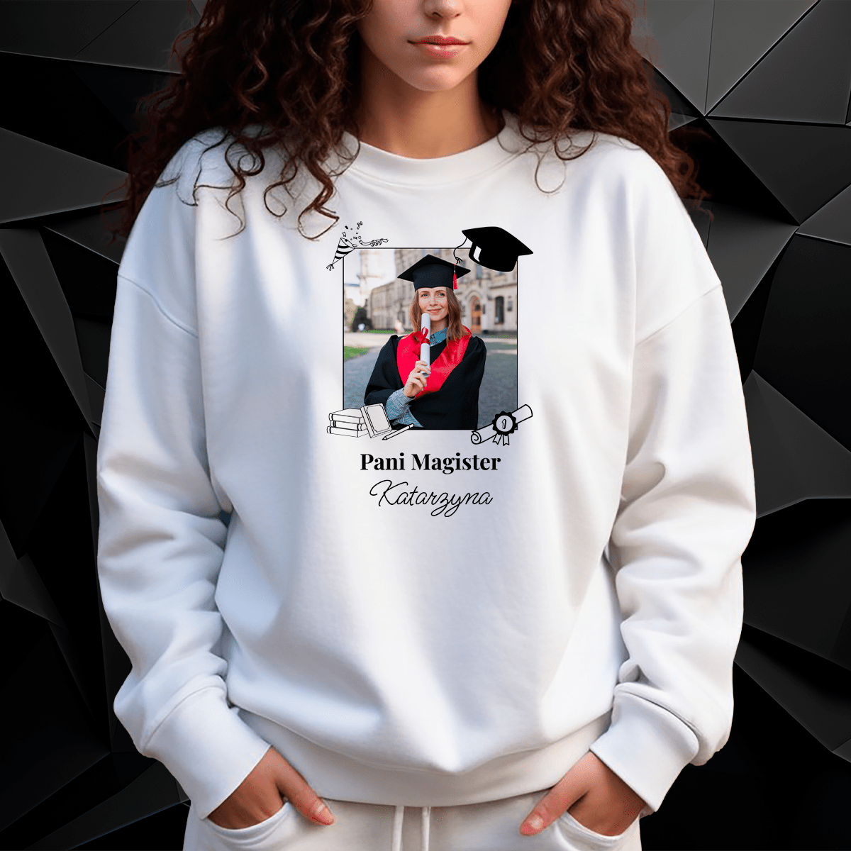 Personalizowana bluza damska z własnym nadrukiem PANI MAGISTER - prezent dla niej - idamell.com