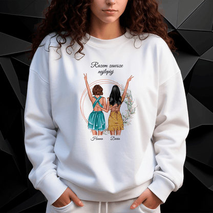 Personalizowana bluza damska z własnym nadrukiem SIOSTRY RAZEM - prezent dla siostry - idamell.com