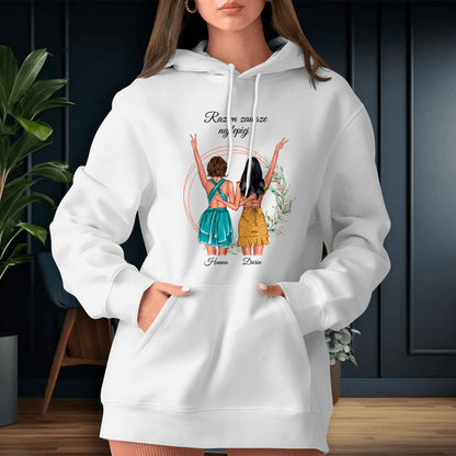 Personalizowana bluza damska z własnym nadrukiem SIOSTRY RAZEM - prezent dla siostry - idamell.com