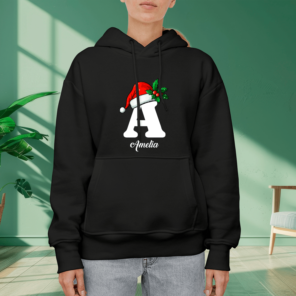 Personalizowana bluza damska z własnym nadrukiem ŚWIĄTECZNY MONOGRAM - prezent dla babci - idamell.com
