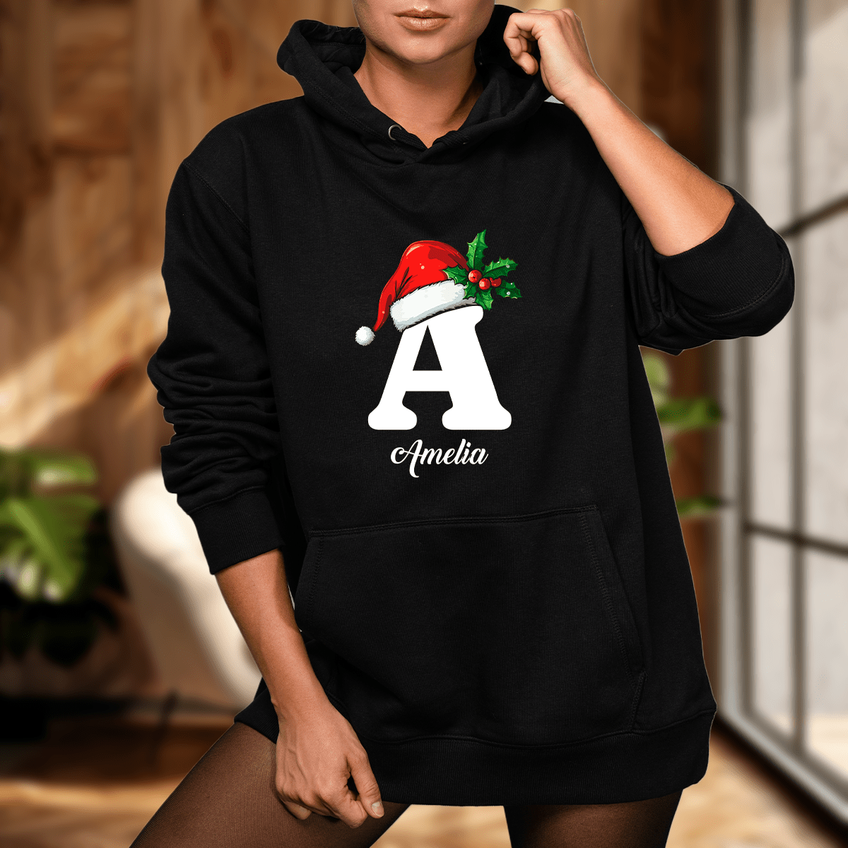 Personalizowana bluza damska z własnym nadrukiem ŚWIĄTECZNY MONOGRAM - prezent dla babci - idamell.com