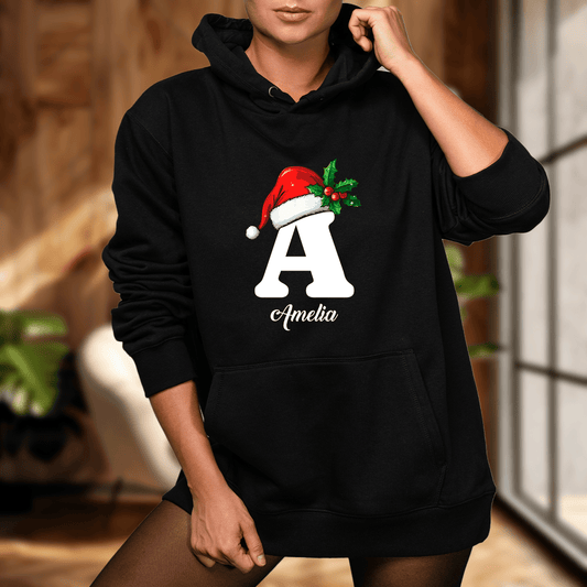 Personalizowana bluza damska z własnym nadrukiem ŚWIĄTECZNY MONOGRAM - prezent dla babci - idamell.com