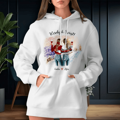 Personalizowana bluza damska z własnym nadrukiem WESOŁYCH ŚWIĄT CLIPART - prezent dla przyjaciółki - idamell.com