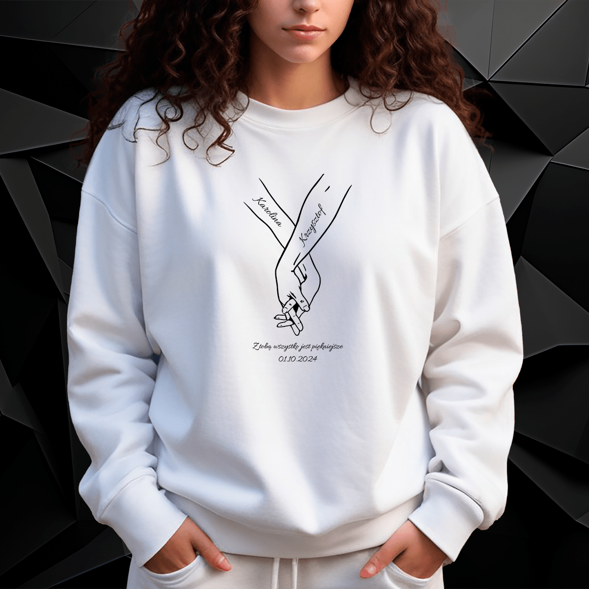 Personalizowana bluza damska z własnym nadrukiem Z TOBĄ - prezent dla kobiety - idamell.com