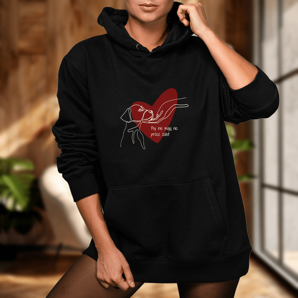 Personalizowana bluza damska z własnym nadrukiem ZALETY - prezent dla właściciela psa - idamell.com