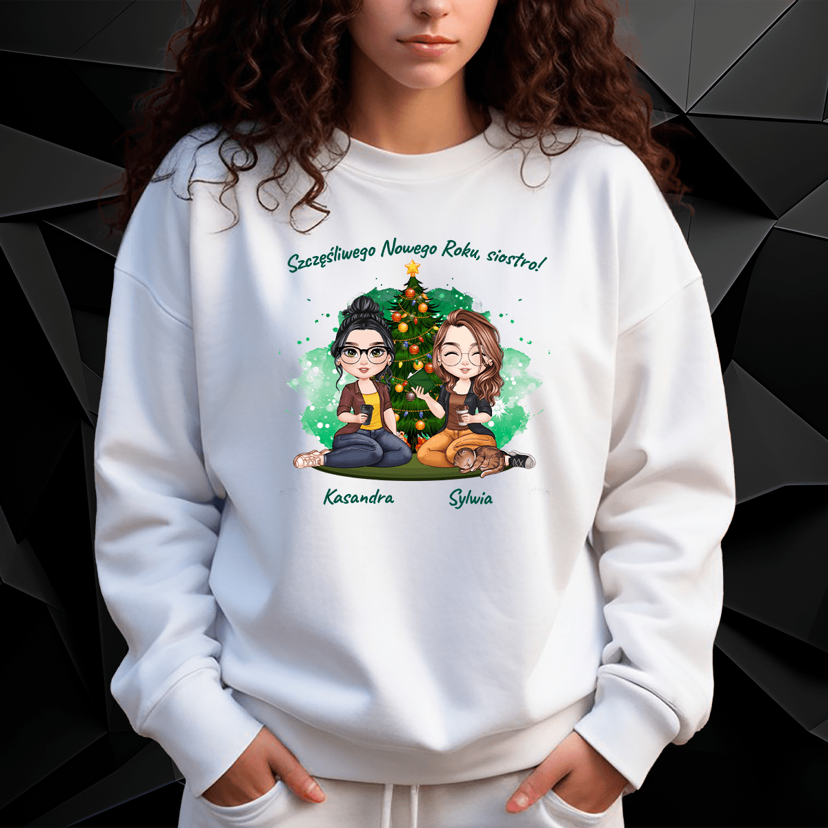 Personalizowana bluza damska z własnym nadrukiem ŻYCZENIA DLA SIOSTRY - prezent dla siostry - idamell.com
