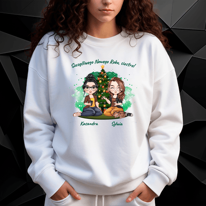Personalizowana bluza damska z własnym nadrukiem ŻYCZENIA DLA SIOSTRY - prezent dla siostry - idamell.com