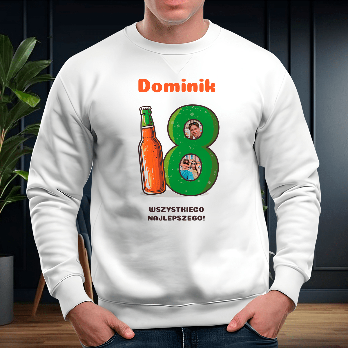 Personalizowana bluza męska z własnym nadrukiem 18 LAT - prezent dla niego - idamell.com