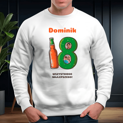 Personalizowana bluza męska z własnym nadrukiem 18 LAT - prezent dla niego - idamell.com