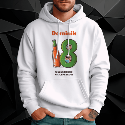 Personalizowana bluza męska z własnym nadrukiem 18 LAT - prezent dla niego - idamell.com