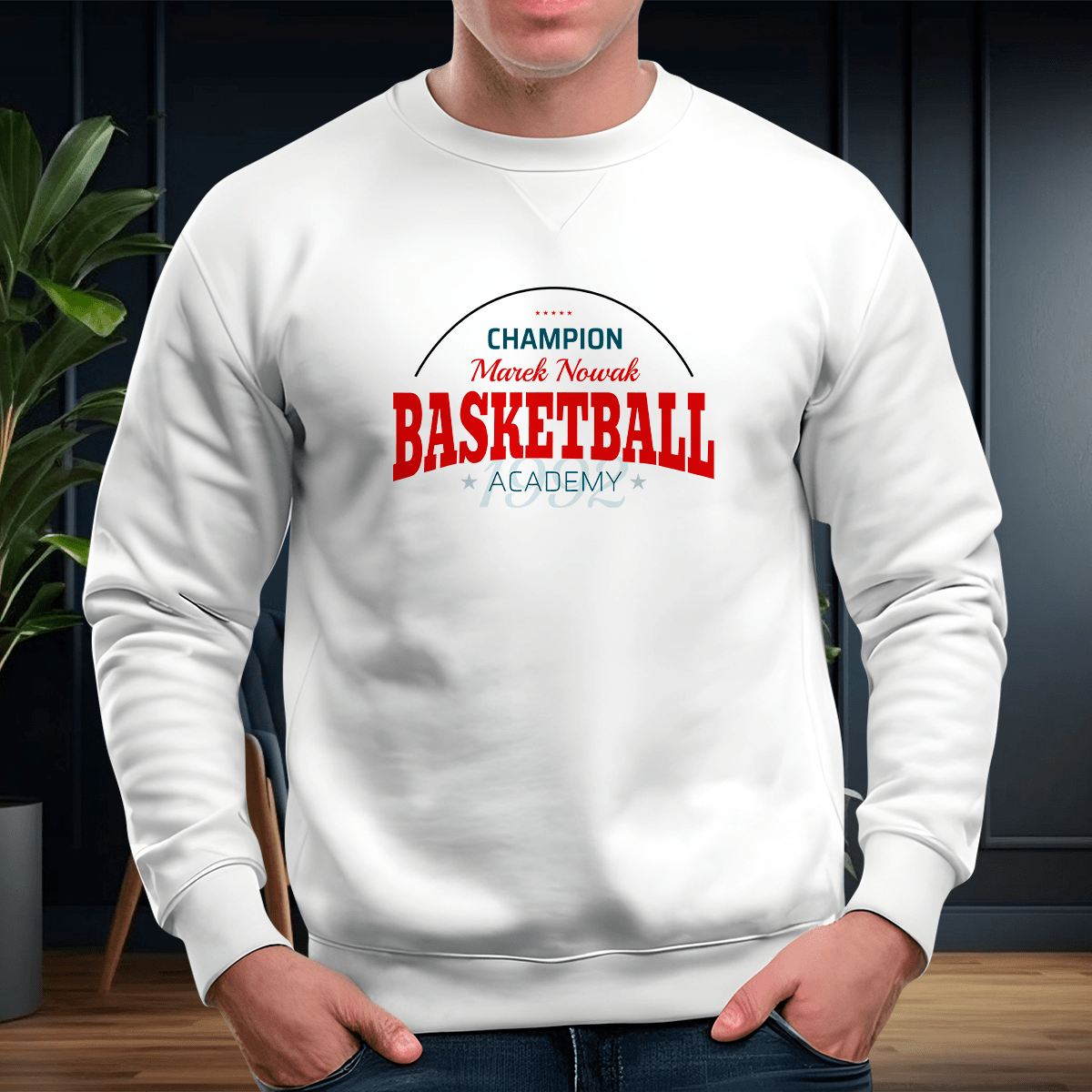 Personalizowana bluza męska z własnym nadrukiem BASKETBALL - prezent dla niego - idamell.com