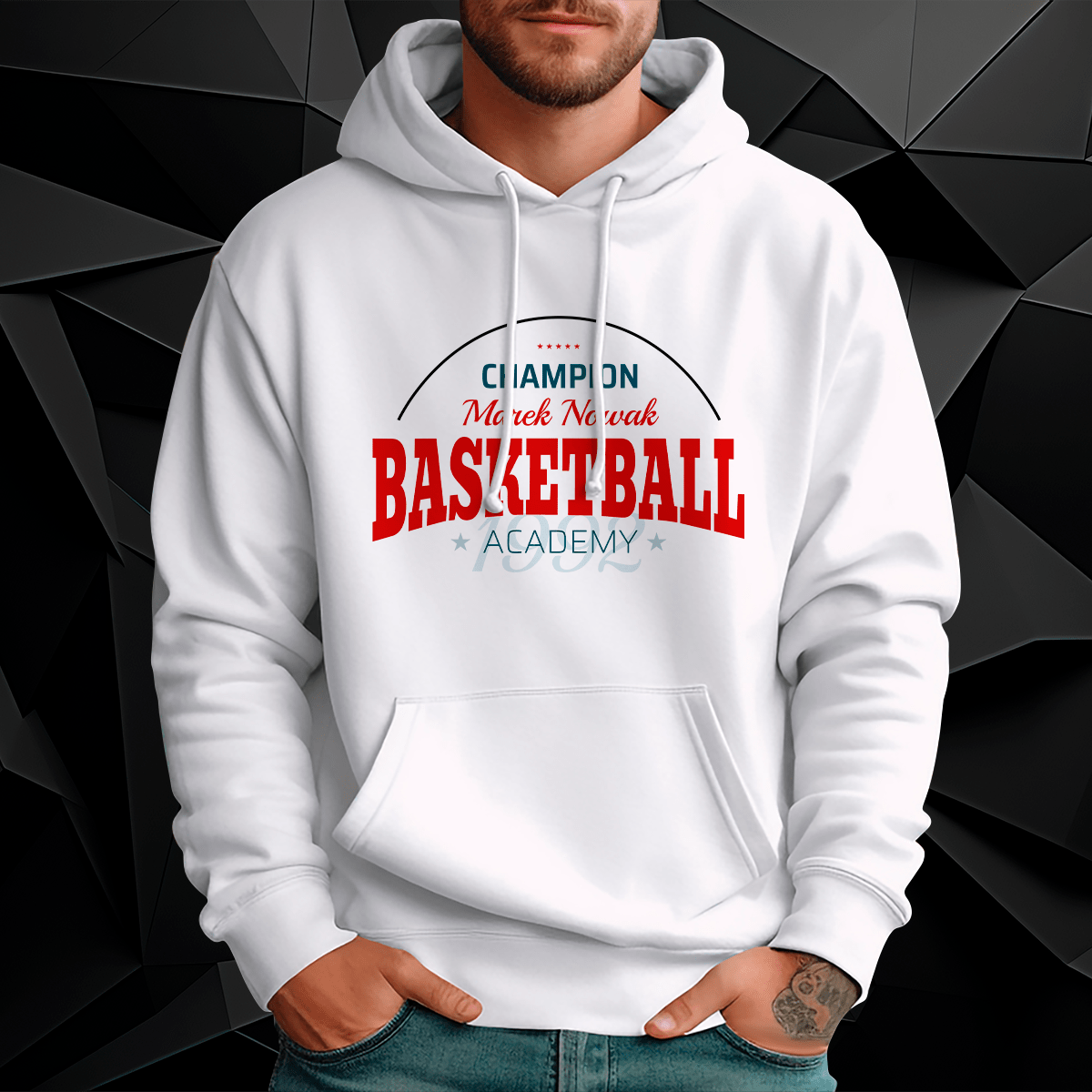 Personalizowana bluza męska z własnym nadrukiem BASKETBALL - prezent dla niego - idamell.com