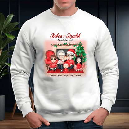 Personalizowana bluza męska z własnym nadrukiem CLIPART DZIADKOWIE W ŚWIĘTA - prezent dla dziadków - idamell.com