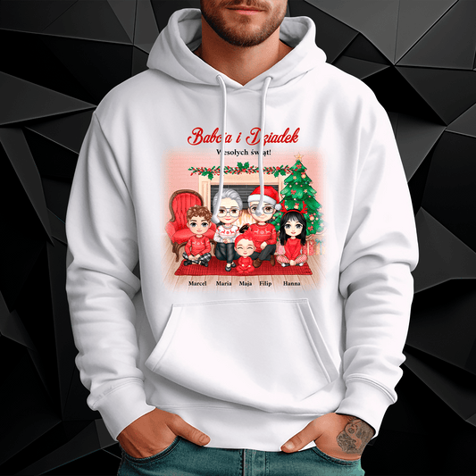 Personalizowana bluza męska z własnym nadrukiem CLIPART DZIADKOWIE W ŚWIĘTA - prezent dla dziadków - idamell.com
