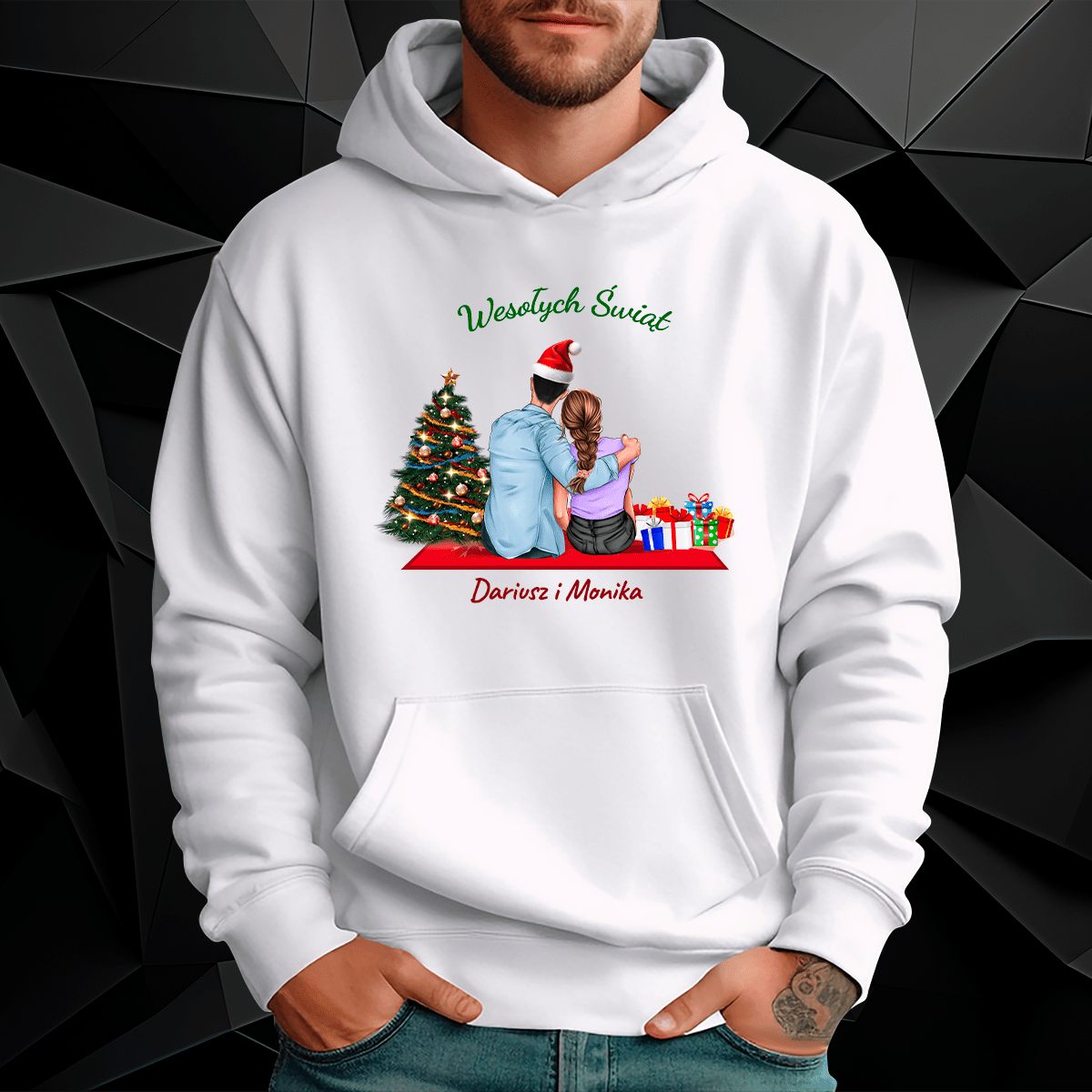Personalizowana bluza męska z własnym nadrukiem CLIPART WESOŁYCH ŚWIĄT - prezent dla niego - idamell.com