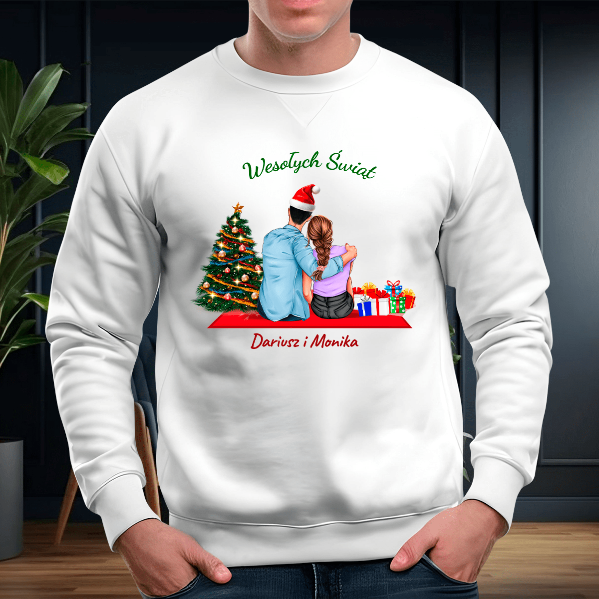 Personalizowana bluza męska z własnym nadrukiem CLIPART WESOŁYCH ŚWIĄT - prezent dla niego - idamell.com